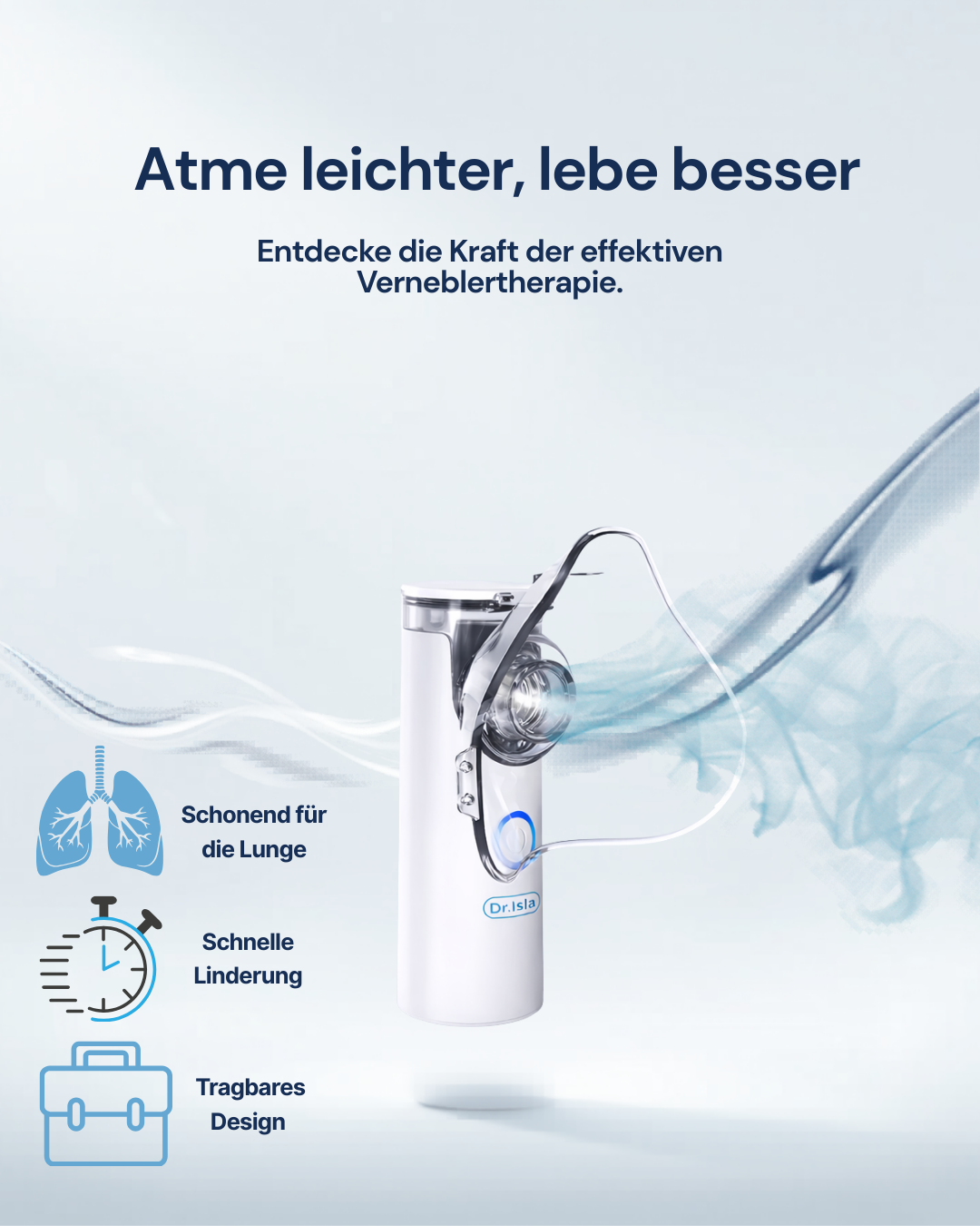 Flüsterleise Inhalation mit der Dr. Isla SilentMesh™ Technologie